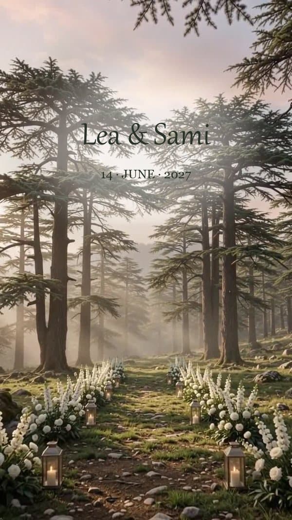 Cedars at Dawn invitation preview
