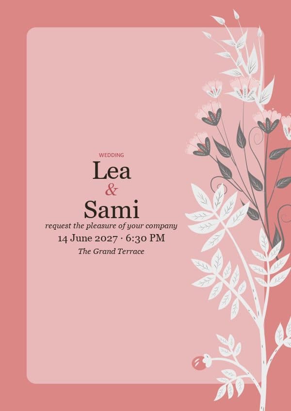 Coral Branches invitation preview