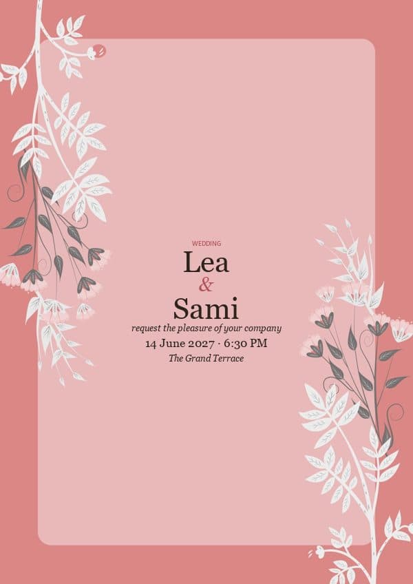 Coral Blossom invitation preview